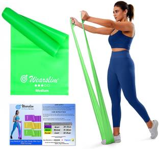 Wearslim Green Resistance Exercise Bands for Home Fitness, Stretching, Physical Therapy Resistance Band