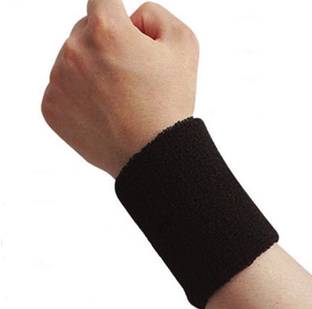 स्पोर्टाइज़ Sweatband/Wrist Band/Wrist Support for Gym and Sports 1 Pairs black Colour फिटनेस बैंड