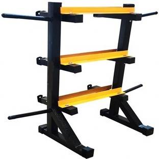 IBSLDH Dumbbell Rack, weight Plate Tree, Rod holder for home gym (Yellow, Black) Multipurpose Fitness Bench