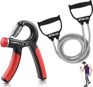 Oddish Adjustable Hand Gripper 10–60 kg & Resistance Tube Combo for Home Workout Hand Grip/Fitness Grip