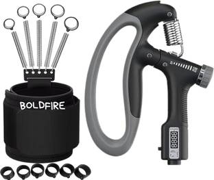 BoldFire Counter D-Shape Hand Grip Strengthener with Resistance Metal Springs (Pack of2) Hand Grip/Fitness Grip