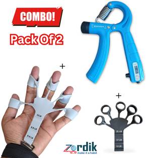 Zordik Adjustable Finger Gripper With Counter & Hand Grippers: Black And White Hand Grip/Fitness Grip
