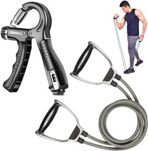 GRYPP Ultimate Fitness Combo Hand Grip 10-60Kg & Resistance Tube Band for Workout Hand Grip/Fitness Grip
