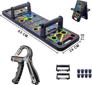 FitHead Combo of 15 in 1 Pushup Board & Adjustable Hand Grip Strengthener Hand Grip/Fitness Grip