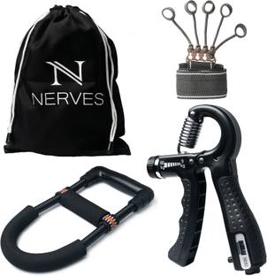 NERVES Hand Gripper Set Wrist Exercise & Finger Gripster Veins Exercise (BLACK) Hand Grip/Fitness Grip
