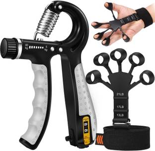 fitsio Combo of Finger Exerciser,5KG to 60KG Weight Adjustable and Finger Strength Hand Grip/Fitness Grip