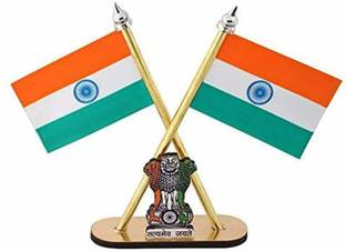 RONAK Hindustan Tiranga National Indian Flag Double Sided Cross Design Stand Double Sided Wind Outdoor Flag
