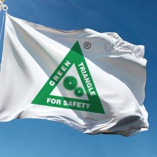 The Flag Company Green Triangle Safety Flag, For Safety - 2ft x 3ft Rectangle Outdoor Flag