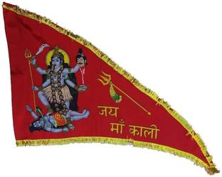 SLRT Religious Jai MAA KALI Flag/Jhanda for Temple/Home(Size 50x38x24Inch) Triangle Outdoor Flag