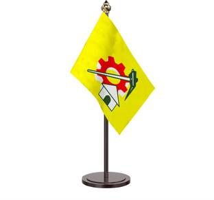 The Flag Company Telugu Desam Party (TDP)- Table Flag Acrylic Plastic Rectangle Table Miniature Flag