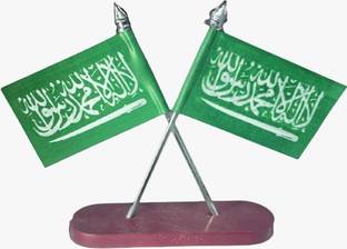 He and She SHOPPING Saudi Arabia Crossed Design Flag for car Dashboard Office Table etc. Rectangle Car Dashboard Flag