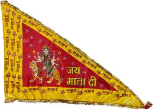 la jarden Large Ambe Mata, Durga Maa Flag, Sherawali Flag Triangle Outdoor Flag