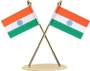 VOILA Indian Flags For Car Dashboard Decoration Rectangle Car Dashboard Flag