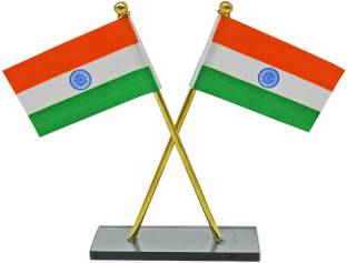DECTEMS Double Cross Flag for Office and Study Table Desk Décor Rectangle Car Dashboard Flag