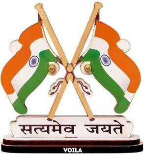 VOILA Indian National Flags For Car Dashboard Decoration Triangle Car Dashboard Flag
