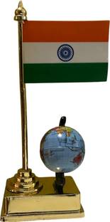 Uniqorn Enterprises India Dashboard table flag with globe Rectangle Car Dashboard Flag