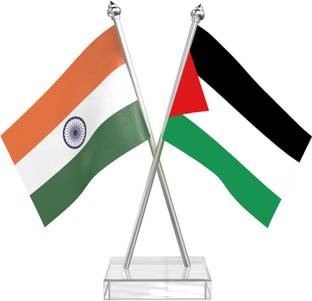 The Flag Company Palestine Table Flag With Stainless Steel pole & transparent acrylic Rectangle Table Miniature Flag