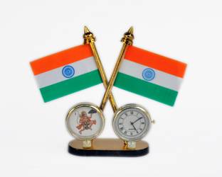 He and She SHOPPINGS Indian Flag With Watch And Hnauman ji God Idols For Car Dashboard Rectangle Car Dashboard Flag