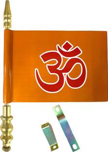 Almoda Creations Premium OM Printed Car Bonnet Flag Religious Rectangle Car Window Flag
