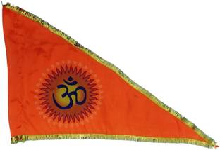 Manorath Bhagwa dhwaj for temple, house & religious purpose, Om flag, Om ka jhanda Triangle Outdoor Flag