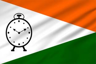 The Flag Company Nationalist Congress Party (NCP)- 3ftx4.5ft Rectangle Outdoor Flag