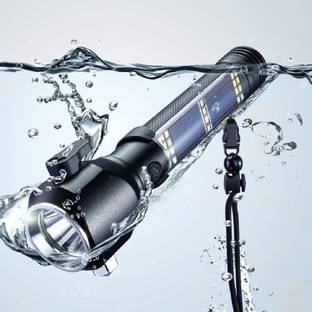 Keetoz Aluminium 7 Mode Rechargeable Solar LED Torch Flashlight, Power Bank Flambe Torch