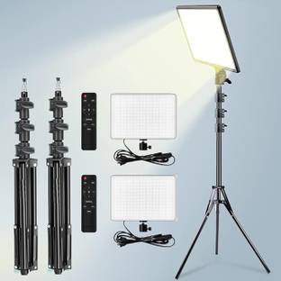 FKU [2 SET]LED Panel Camera Light Photraphy+Remote Control (Camera Light+6Ft Stand) Flash