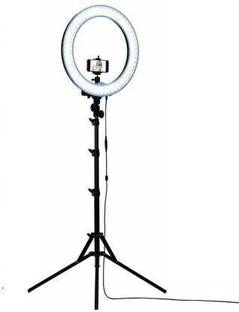MIHIR 10 Inches Big LED Selfie Ring Light for Smartphone to Capture Your Photo and Video at Tiktok, Musically and Other App with long 6.5 feet extendable Stand Ring Flash (Black, Silver) Ring Flash