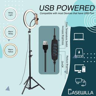 Casewilla 10 inch LED Selfie Ring Light with Tripod Stand 7 Ft | 3 mode Ring Flash