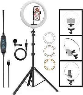 ZOPHORUS Selfie LED Ring Light, Phn Holder, 7Ft Long Stand,360'5m long collar mic-kit Ring Flash