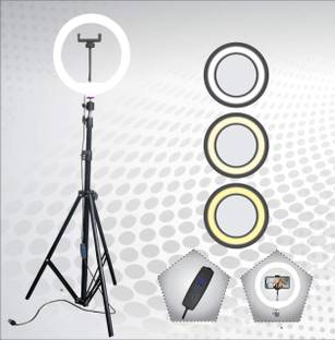 FLAMPER 10 inch LED Selfie Ring Light with 7 Feet Tripod Stand For Video Ring Flash