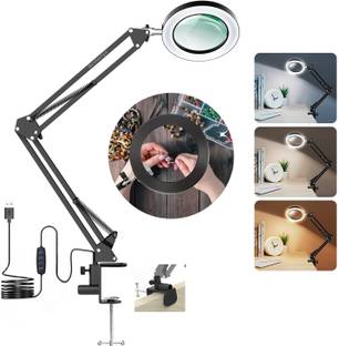 BROLAVIYA 5X Magnifying Glass with LED Light and Stand, 3 Color Modes Dimmable Ring Flash