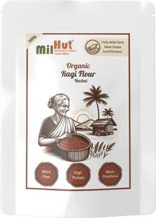MilHut Organic Ragi millet Atta| Easy-to-Roll Gluten-Free Flour |500g Whole Grain Pack