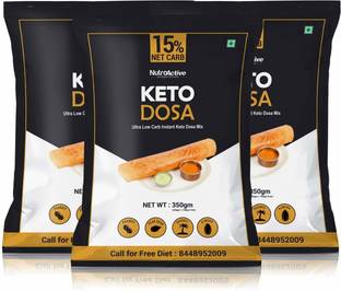 NUTROACTIVE Keto Dosa Mix, Gluten Free, 2 gm Net Carb Per Dosa- 350 g (Pack of 3)