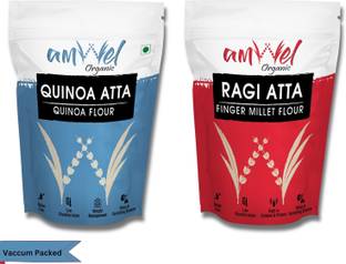 Amwel Combo of Quinoa Atta 450g + Ragi Atta 450g | Certified Organic