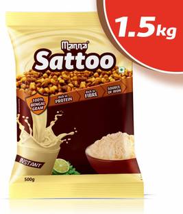 Manna Sattoo 500g | Sattu Drink Mix (100% Natural) - Indian Protein Mix, High Fibre, Healthy roasted Chickpeas Flour