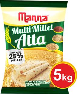 Manna Multi Millet Atta - 5kg - MultiGrain Atta with 25% Millets, Tasty and Healthier Rotis everyday. 100% Natural Flour. Nutrient Powerhouse