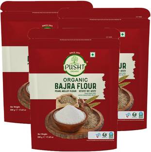 Pusht Organic Bajra Ka Atta, Pearl Millet Flour, 500G X 3pcs