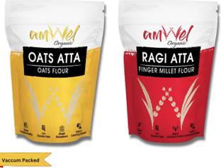 Amwel Combo of Oats Flour 450g + Ragi Flour 450g | High in Calcium
