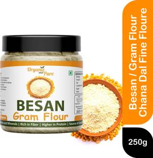 Organic and Pure Besan Gram Flour Chana Dal Fine Flour for Laddu Face Skin Body Bath (Jar Pack)