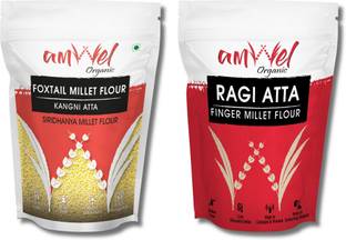 Amwel Combo of Foxtail Millet Flour 450g + Finger Millet Flour 450g | Ragi + Kangni