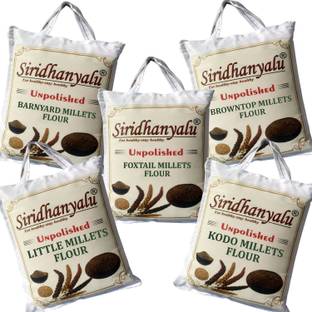 siridhanyalu Unpolished Millet Flour Kodo Little Foxtail Browntop Barnyard Millet Atta Powder