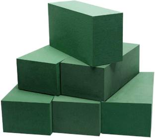 ERCOLE Floral Foam Block Brick for Artificial Flower Bouquet (Green, 6Pc, 10x8x22cm) Wool Flower Basket