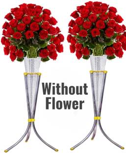 SPS Craft Silver Double Pot Net Iron Flower Basket