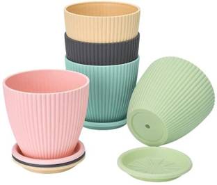 millian Flower pot with button trey pack of 5 Plastic Flower Basket