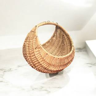 HOUSEOFYUTORY Cane_Moon_Basket_Small Cane Flower Basket