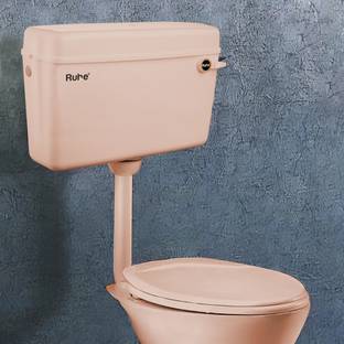 RUHE PVC Flushing Wall Hung Pink Water Cistern with 9 Liter Capacity Side Handle Flush Tank