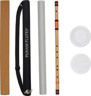 Punam Flutes E Natural Base Premium Bansuri (Left Hand) 29.3 inches Bamboo Flute
