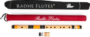 Radhe Flutes C Natural Bansuri Right Hand Middle Octave Hard Case & Velvet Cover PROFESSIONAL Bamboo Flute