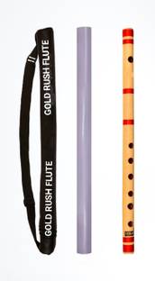 Gold Rush D Sharp Scale Medium SIX Hole Beginners Flute (Bansuri) 17 inch Size Bamboo Flute